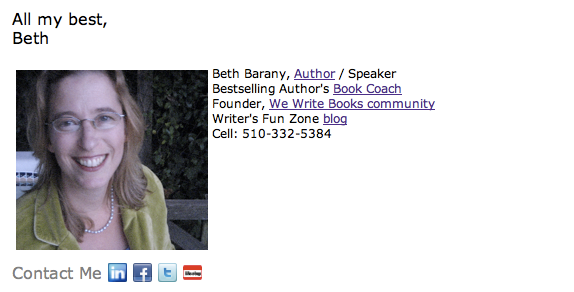 Beth Barany email signature using WiseStamp