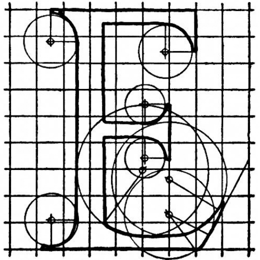 Letter E from Alphabet after Serlio