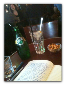 Writing Chez Prune, a cafe, Paris, France