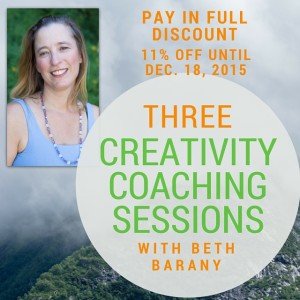 Book Three Creativity Coaching Sessions with Beth Barany. Pay in Full Discount.
