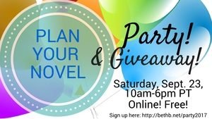 This Saturday, September 23, we’ll be running our Plan Your Party & Giveaway, a fun free event to jumpstart your fiction writing.