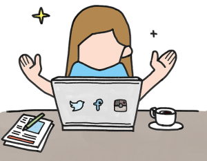 happy at computer