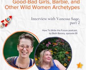 Light grey background with picture of Beth Barany and Vanessa Sage