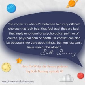 Gray background with navy blue quote speech bubble featuring a quote from collaborative writing