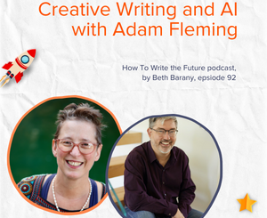 pale background with picture of Beth Barany and Adam Fleming for Creative Writing and AI