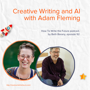 pale background with picture of Beth Barany and Adam Fleming for Creative Writing and AI
