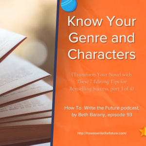 Orange background with Know Your Genre and Characters in white block letters with pages of a book